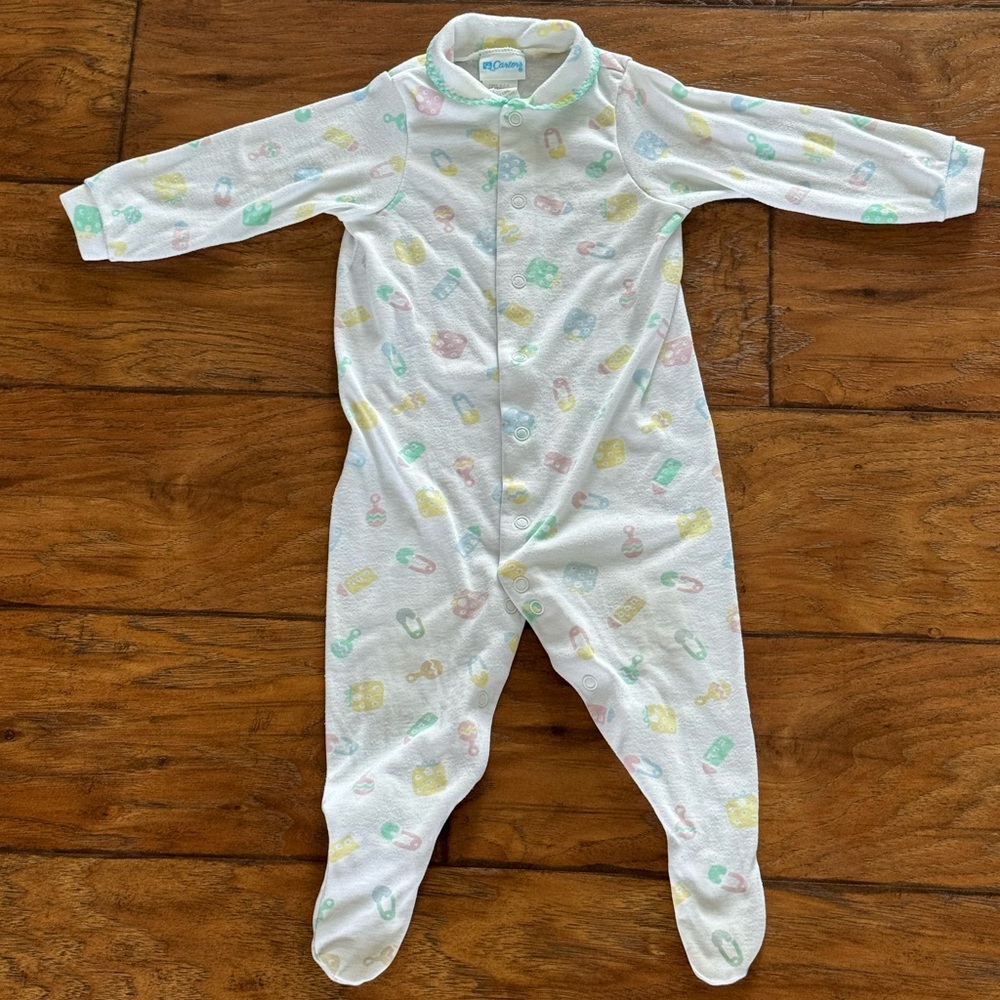Vintage 90s Carter’s Pastel Baby Image Baby sleeper Size Large 18-23 Pounds